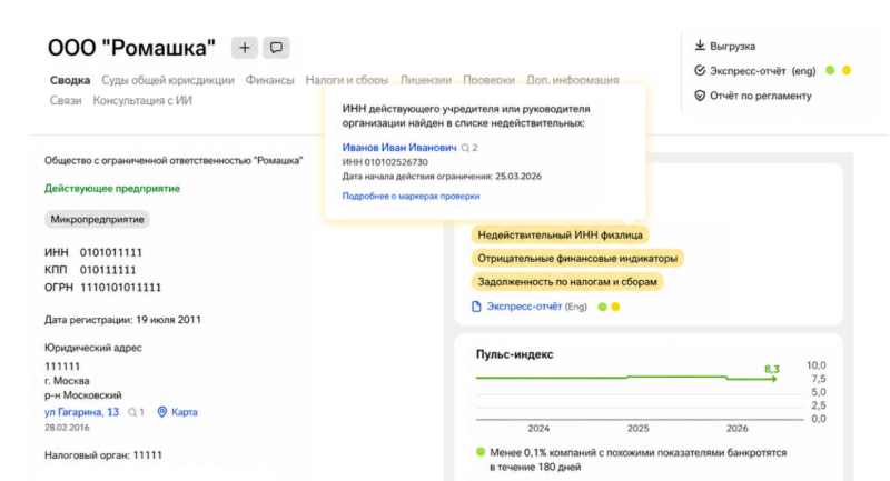 Недействительный ИНН физлица