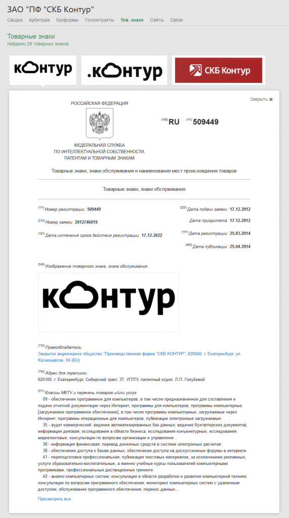 Товарный знак "Контур"